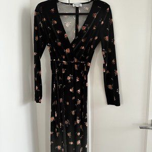 Rouje Midi Velvet Faux Wrap Dress